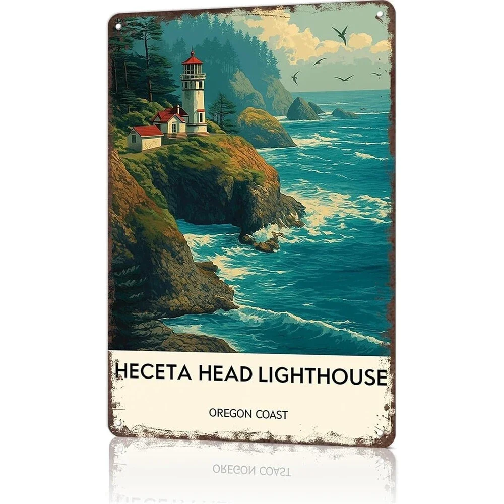 Heceta Head Lighthouse Oregon Metal Sign 8x12 Aluminum Wall Art Home Decor New
